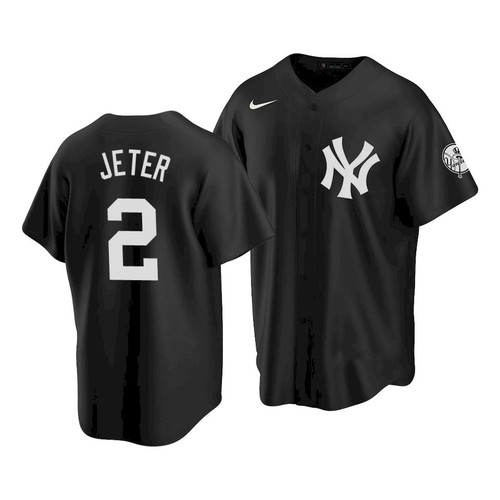 Men's New York Yankees #2 Derek Jeter 2021 Black Cool Base Stitched Baseball Jersey
